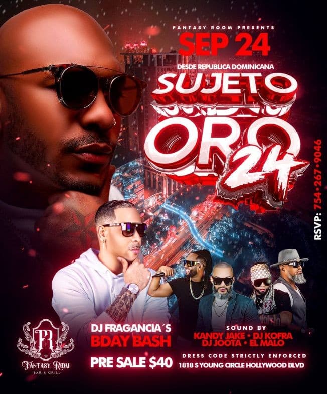 Event - Sujeto Oro 24 En Vivo Downtown Hollywood! - Hollywood, Florida - September 24, 2022 | concert tickets