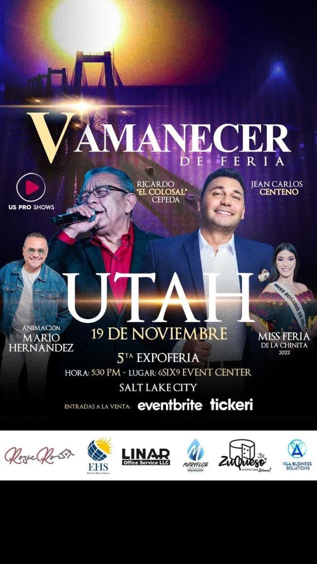 Event - V. AMANECER DE FERIA EN SALT LAKE CITY UTAH - Salt Lake City, Utah - November 19, 2022 | concert tickets