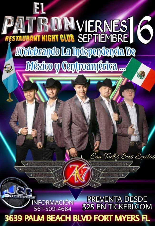 Event - Ak-7 En Vivo  En ``El Patrón Restaurant Night Club`` - Fort Myers, Florida - September 16, 2022 | concert tickets