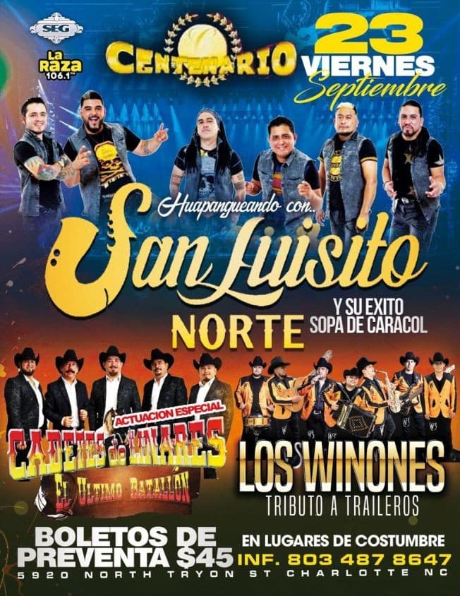 Event - Huapangueando con San Luisito Norte - Los Winones - Cadetes de Linares - Charlotte, North Carolina - September 23, 2022 | concert tickets