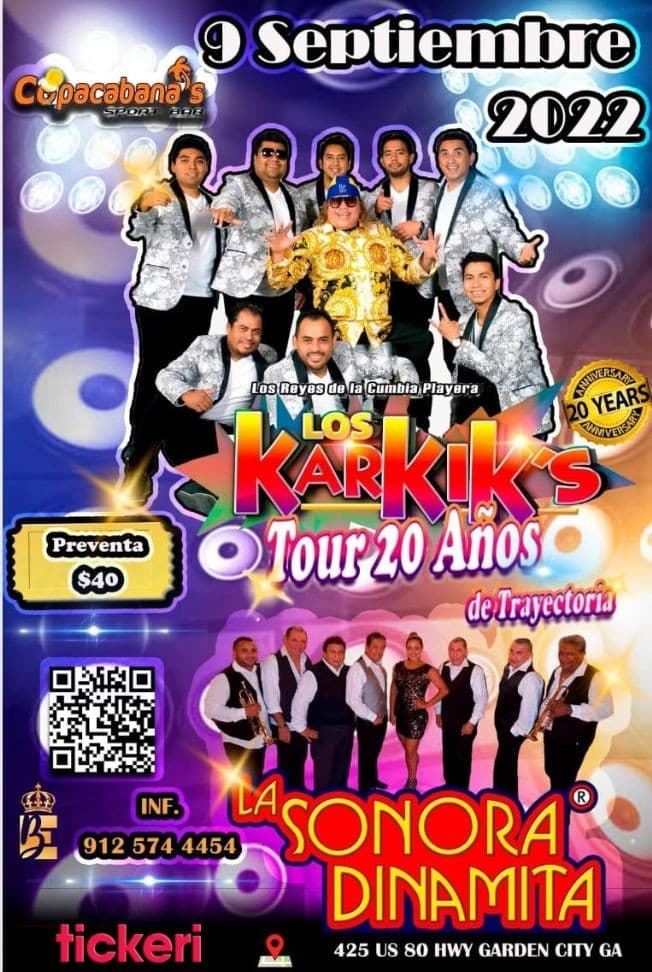 Event - LOS KARKIK’S , LA SONORA DINAMITA EN VIVO ! GARDEN CITY GEORGIA - Garden City, Georgia - September 9, 2022 | concert tickets