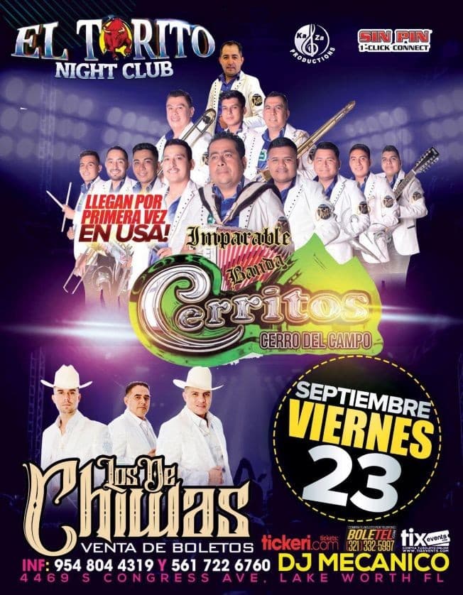 Event - BANDA CERRITOS CERROS DEL CAMPO , LOS DE CHIWAS EN VIVO ! LAKE WORTH FLORIDA - Lake Worth, Florida - September 23, 2022 | concert tickets