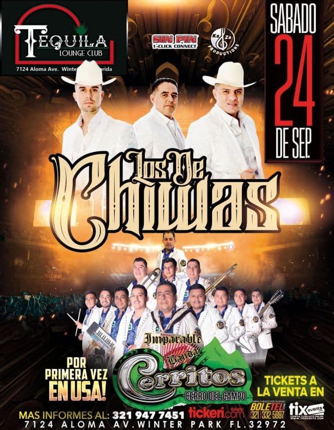 Event - LOS DE CHIWAS , BANDA CERRITOS CERROS DEL CAMPO EN VIVO ! WINTER PARK FLORIDA - Winter Park, Florida - September 24, 2022 | concert tickets