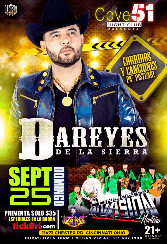 Event - DAREYES DE LA SIERRA EN CONCIERTO ! CINCINNATI OHIO - Cincinnati, Ohio - September 25, 2022 | concert tickets