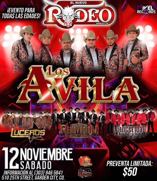 Event - LOS AVILA , LUCEROS , SINCERIDAD NORTEÑA EN VIVO ! GARDEN CITY COLORADO - Garden City, Colorado - November 12, 2022 | concert tickets