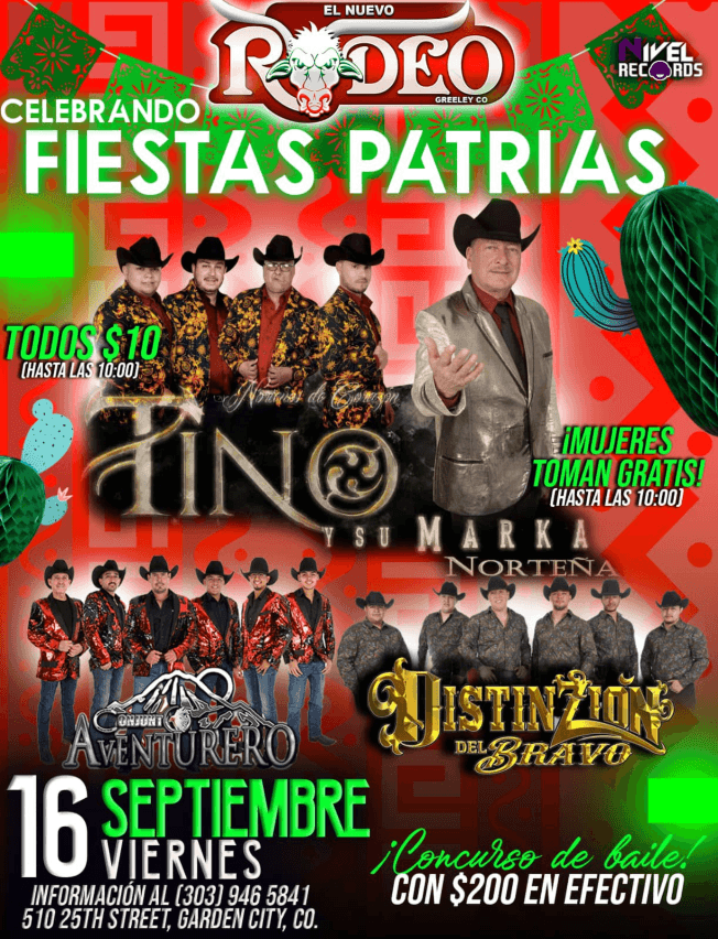 Event - TINO Y SU MARKA NORTEÑA , CONJUNTO AVENTURERO , DISTINZION DEL BRAVO EN VIVO ! GARDEN CITY COLORADO - Garden City, Colorado - September 16, 2022 | concert tickets