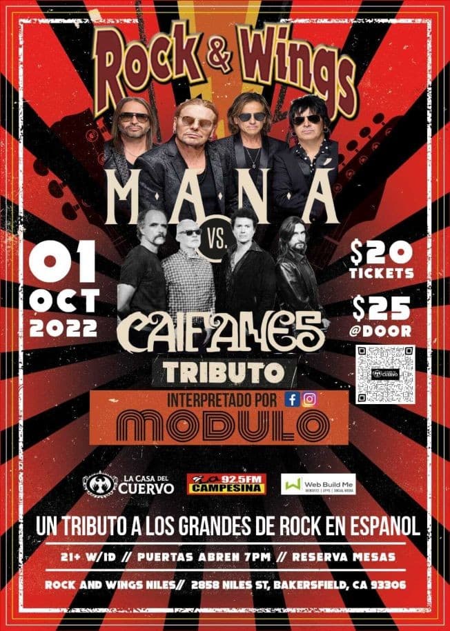 Event - MANA VS CAIFANES UN TRIBUTO A LOS GRANDES DE ROCK EN ESPAÑOL !  BAKERSFIELD CALIFORNIA - Bakersfield, California - October 1, 2022 | concert tickets