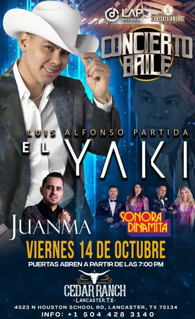 Event - EL YAKI Y LA SONORA DINAMITA EN LANCASTER TX - Lancaster, Texas - 14 de octubre de 2022 | concert tickets