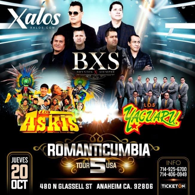 Event - BXS BRYNDIS POR SIEMPRE - LOS YAGUARU , LOS ASKIS  EN VIVO - ROMANTICUMBIA TOUR ! ANAHEIM CALIFORNIA - Anaheim, California - October 20, 2022 | concert tickets