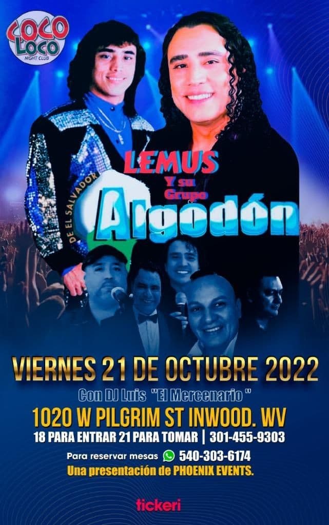 Event - Lemus y Grupo Algodon en vivo Inwood West Virgina - Inwood, West Virginia - October 21, 2022 | concert tickets