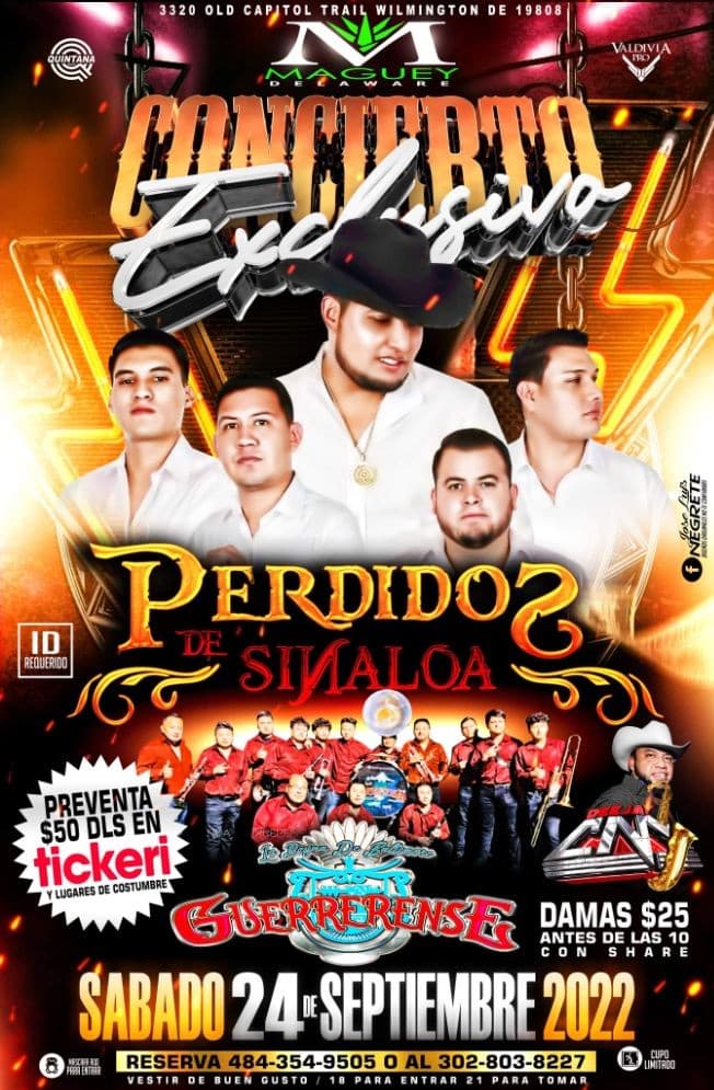 Event - PERDIDOS DE SINALOA! - Wilmington, Delaware - September 24, 2022 | concert tickets