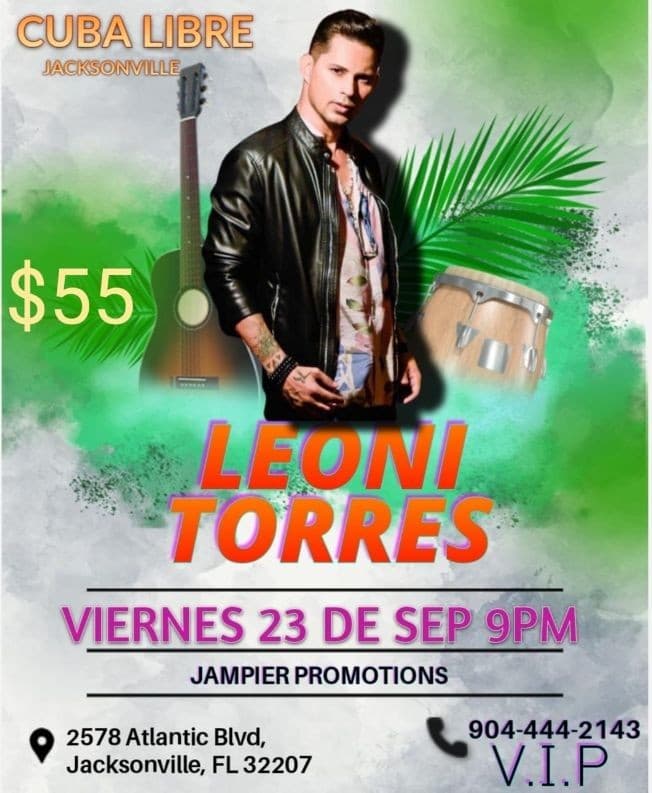 Event - Leoni Torres - Jacksonville, Florida - September 23, 2022 | concert tickets