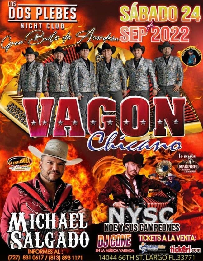 Event - VAGON CHICANO , MICHAEL SALGADO EN VIVO ! LARGO FLORIDA - Largo, Florida - September 24, 2022 | concert tickets