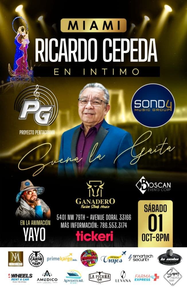 Event - RICARDO CEPEDA EN CONCIERTO ! DORAL FLORIDA - Doral, Florida - October 1, 2022 | concert tickets
