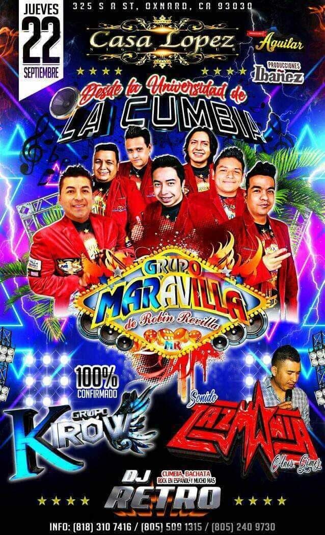 Event - GRUPO MARAVILLA EN CONCIERTO ! OXNARD CALIFORNIA - Oxnard, California - September 22, 2022 | concert tickets