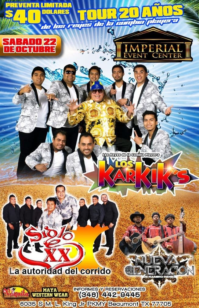 Event - LOS KARKIK’S, SIGLO XX EN VIVO ! BEAUMONT TEXAS - Beaumont, Texas - October 22, 2022 | concert tickets