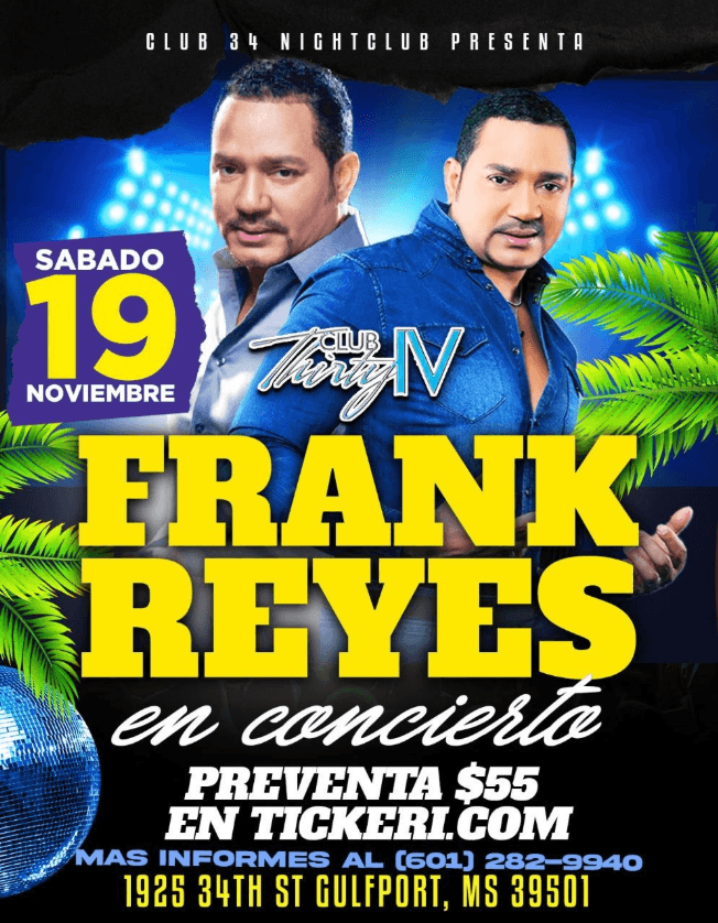 Event - FRANK REYES EN CONCIERTO ! GULFPORT MISSISSIPPI - Gulfport, Mississippi - November 19, 2022 | concert tickets