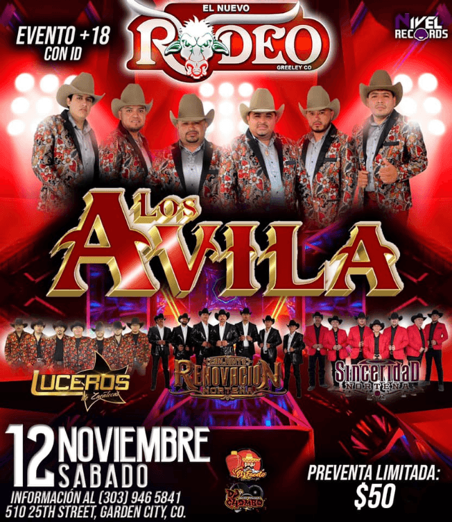 Event - LOS AVILA , LUCEROS DE ZACATECAS , CONJUNTO RENOVACION NORTEÑA EN CONCIERTO! GARDEN CITY  COLORADO - Garden City, Colorado - November 12, 2022 | concert tickets