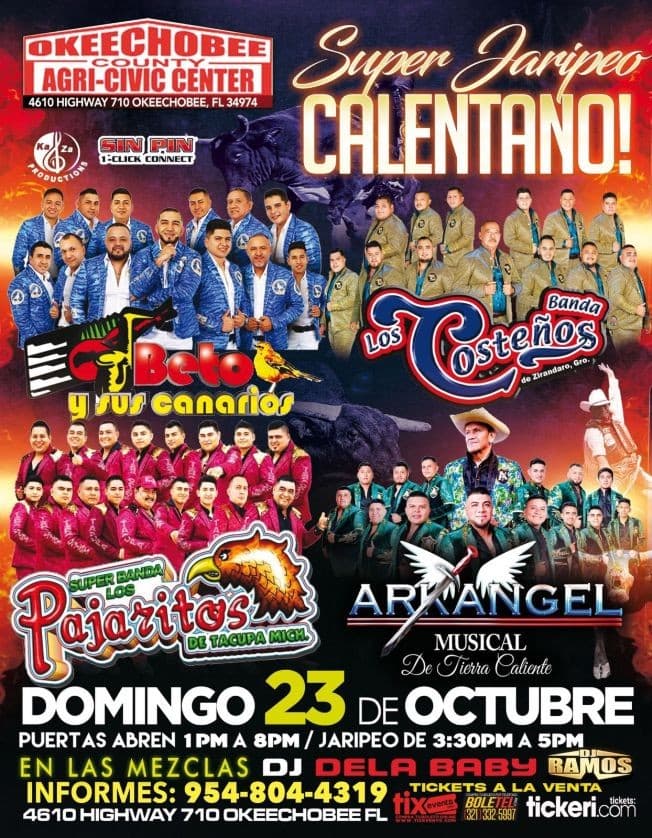 Event - BETO Y SUS CANARIOS , BANDA LOS PAJARITOS DE TACUPA MICH. BANDA LOS COSTEÑOS DE ZIRANDARO EN VIVO ! OKEECHOBEE FL - Okeechobee, Florida - October 23, 2022 | concert tickets