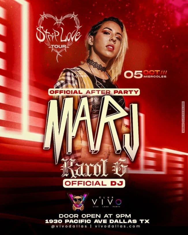 Event - OFFICIAL AFTER PARTY -KAROL G OFFICIAL DJ MARJ - DALLAS TEXAS - Dallas, Texas - October 5, 2022 | concert tickets