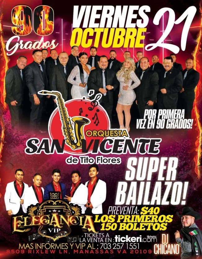 Event - ORQUESTA SAN VICENTE , ELEGANCIA VIP EN VIVO ! MANASSAS VIRGINIA - CANCELADO - Manassas, Virginia - 21 de octubre de 2022 | concert tickets