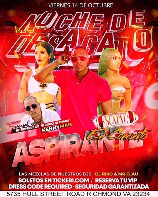 Event - ASPIRANTE Y KENNY MAN EN CONCIERTO - Richmond, Virginia - October 14, 2022 | concert tickets