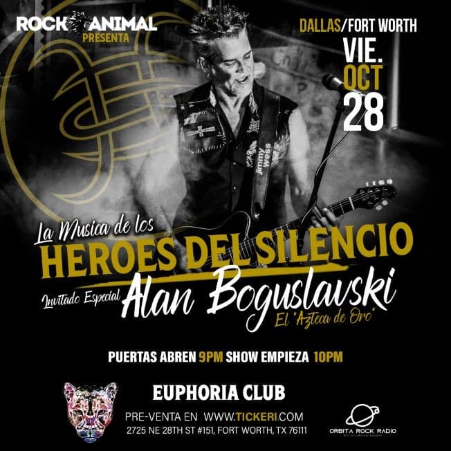 Event - Alan Boguslavski -Tributo a Heroes del Silencio - Dallas/Forth Worth, TX - Fort Worth, Texas - October 28, 2022 | concert tickets
