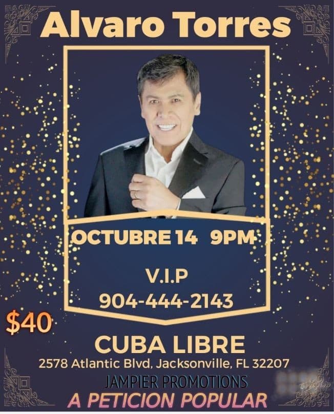 Event - ALVARO TORRES - Jacksonville, Florida - 14 de octubre de 2022 | concert tickets