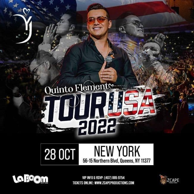 Event - YEISON JIMENEZ  QUINTO ELEMENTO TOUR USA 2022  EN CONCIERTO! QUEENS NEW YORK - Woodside, New York - October 28, 2022 | concert tickets