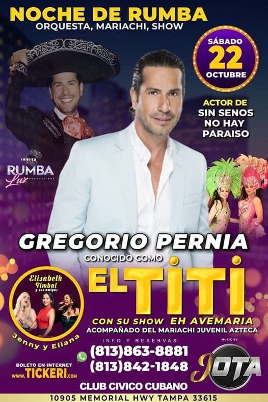 Event - GREGORIO PERNIA "EL TITI" EN TAMPA - Tampa, Florida - October 22, 2022 | concert tickets