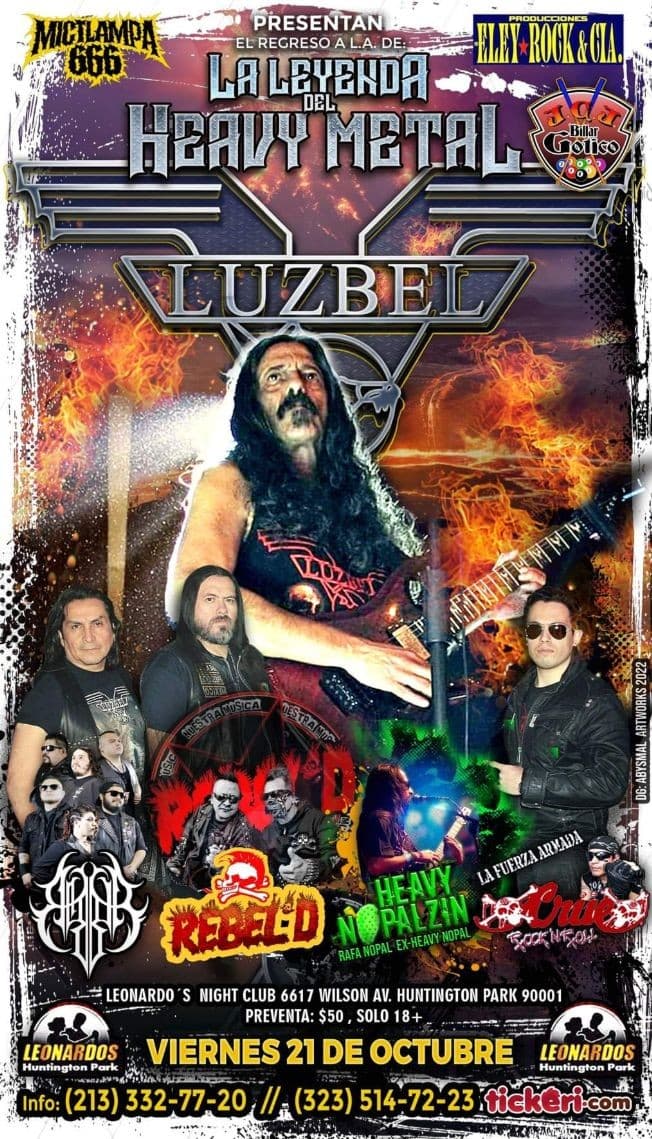 Event - El REGRESO DE la LEYENDA! Luzbel, rebel d'punk ,Rafa nopal - Los Angeles, California - October 21, 2022 | concert tickets