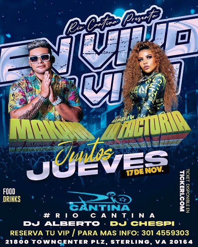Event - Gran Concierto de dos grandes artistas - Makano y La Factoía -  en Rio Cantina - Virginia - La Factoría - Sterling, Virginia - November 17, 2022 | concert tickets