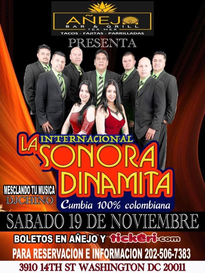 Event - La internacinal Sonora Dinamita en AÑEJO BAR EN GRILL DC - Washington, District Of Columbia - November 19, 2022 | concert tickets
