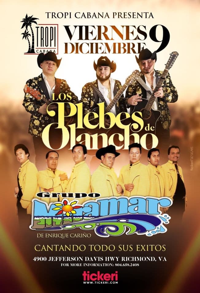 Event - LOS PLEBES DE OLANCHO , GRUPO MIRAMAR EN VIVO ! RICHMOND VIRGINIA - Richmond, Virginia - December 9, 2022 | concert tickets