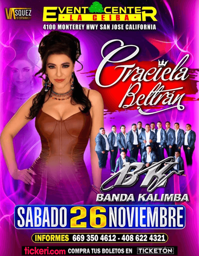 Event - GRACIELA BELTRAN , BANDA KALIMBA EN VIVO ! SAN JOSE CALIFORNIA - San Jose, California - November 26, 2022 | concert tickets