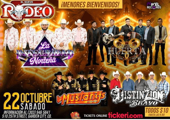 Event - LA INTEGRIDAD NORTEÑA , LOS DE LA HUERTA , LOS MUSTANGS DEL NORTE , DISTINZION DEL BRAVO EN VIVO ! GARDEN CITY COLORADO - Garden City, Colorado - October 22, 2022 | concert tickets