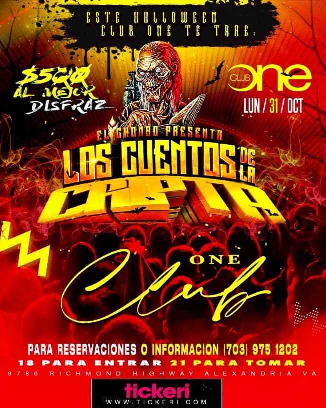 Event - Noche de Halloween Con EL Chombo Presenta Los Cuentos de La Cripta en ClubOne Alexandria Virginia - Alexandria, Virginia - October 31, 2022 | concert tickets