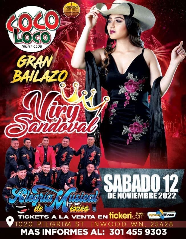 Event - VIRY SANDOVAL LA REYNA DE TIERRA CALIENTE , ALEGRIA MUSICAL DE MEXICO EN VIVO !INWOOD WEST VIRGINIA - Inwood, West Virginia - 12 de noviembre de 2022 | concert tickets