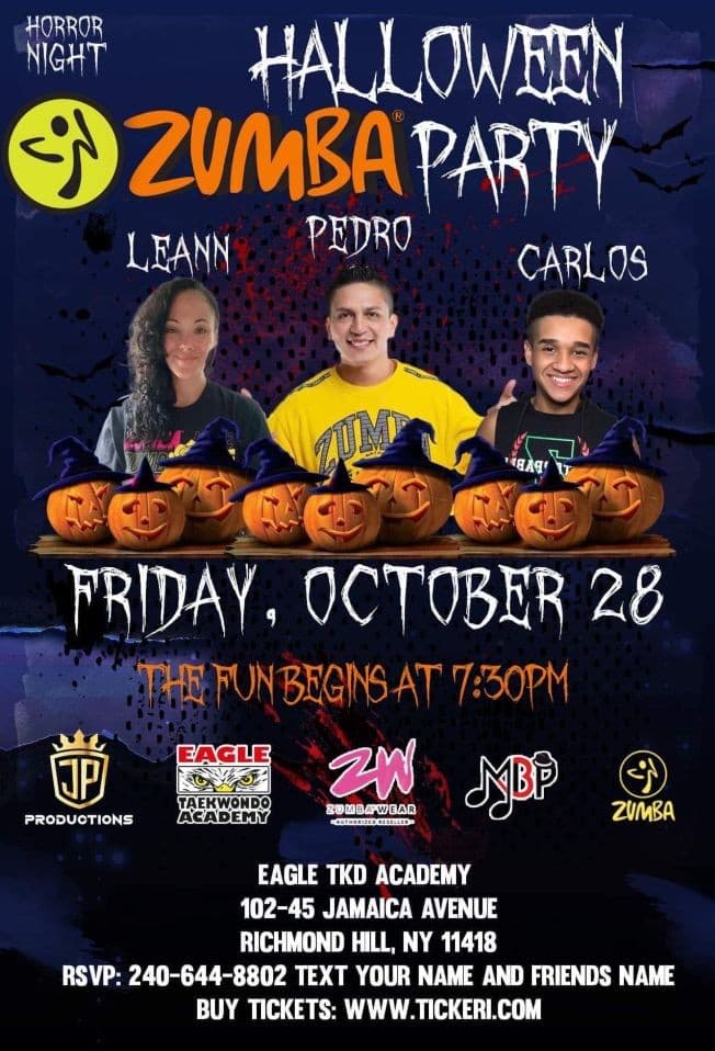 Event - Halloween Zumba Master Class featuring Leann, Carlos, Pedro and Secret Guests. - Richmond Hill, New York - October 28, 2022 | concert tickets