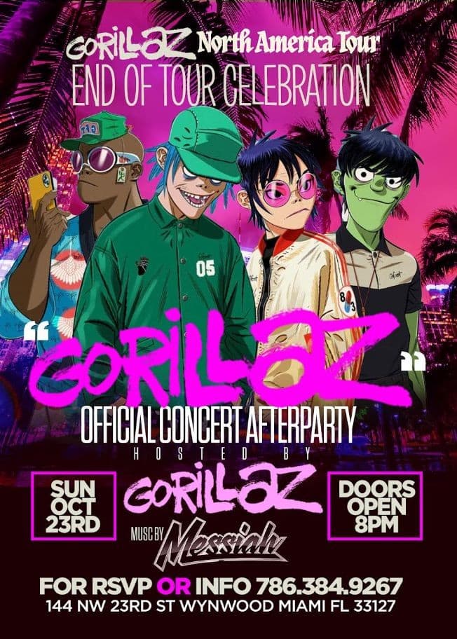 Event - Gorillaz North America Tour END OF TOUR CELEBRATION - Miami, Florida - October 23, 2022 | concert tickets