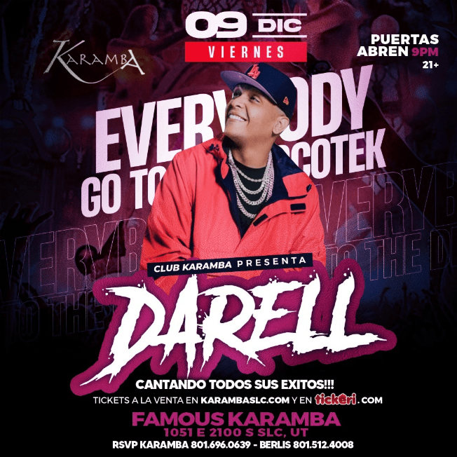 Event - DARELL EN CONCIERTO ! SALT LAKE CITY UTAH- BLACK FRIDAY SPECIAL - Salt Lake City, Utah - December 9, 2022 | concert tickets