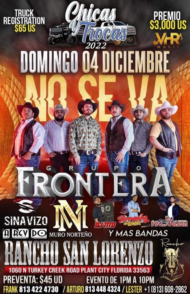 Event - GRUPO FRONTERA EN CONCIERTO ! PLANT CITY FLORIDA - Plant City, Florida - December 4, 2022 | concert tickets