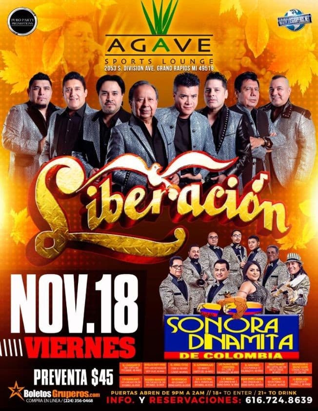 Event - GRUPO LIBERACION. LA SONORA DINAMITA - Grand Rapids, Michigan - November 18, 2022 | concert tickets
