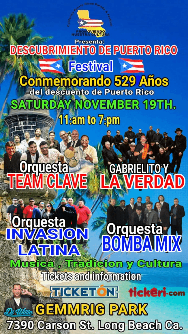 Event - FESTIVAL DESCUBRIMIENTO DE PUERTO RICO ! LONG BEACH CALIFORNIA - Long Beach, California - November 19, 2022 | concert tickets