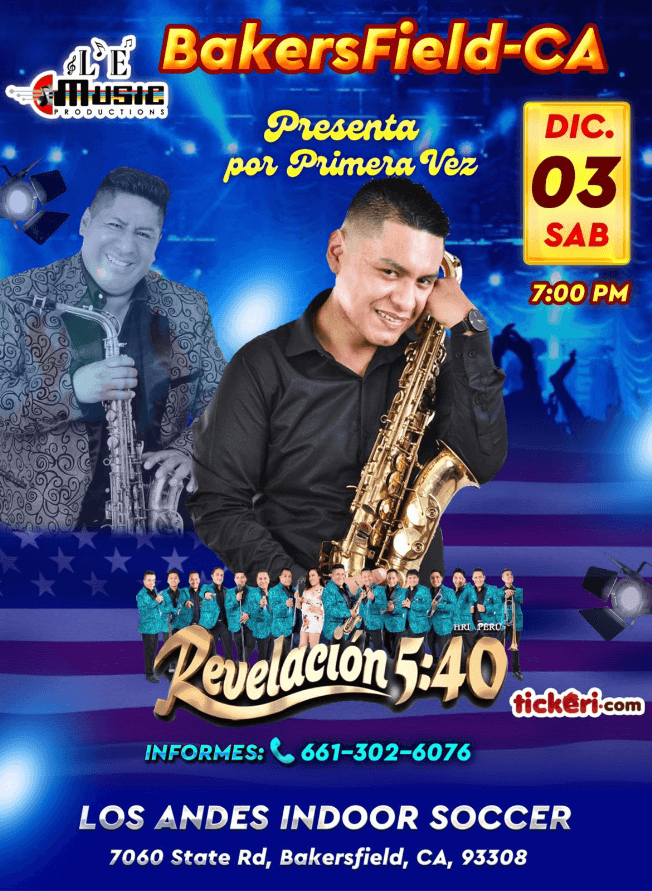 Event - REVELACION 5:40 EN CONCIERTO! BAKERSFIELD CALIFORNIA - Bakersfield, California - December 3, 2022 | concert tickets