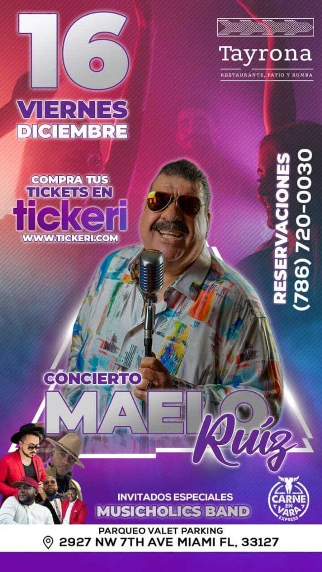Event - MAELO RUIZ EN CONCIERTO !  MIAMI FLORIDA - Miami, Florida - December 16, 2022 | concert tickets