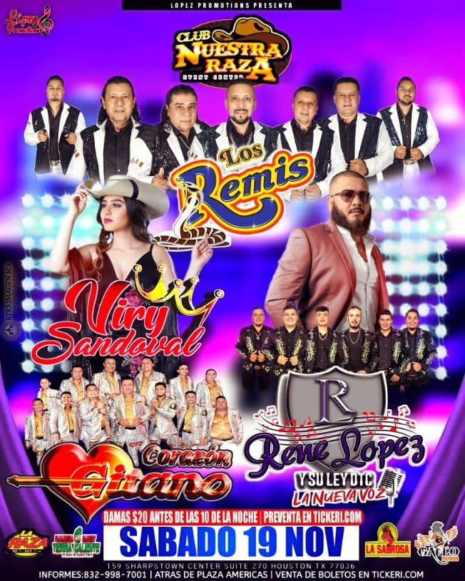 Event - Club Nuestra Raza/Los Remis/Viry Sandoval/Corazon Gitano - Red Oak, Texas - November 19, 2022 | concert tickets