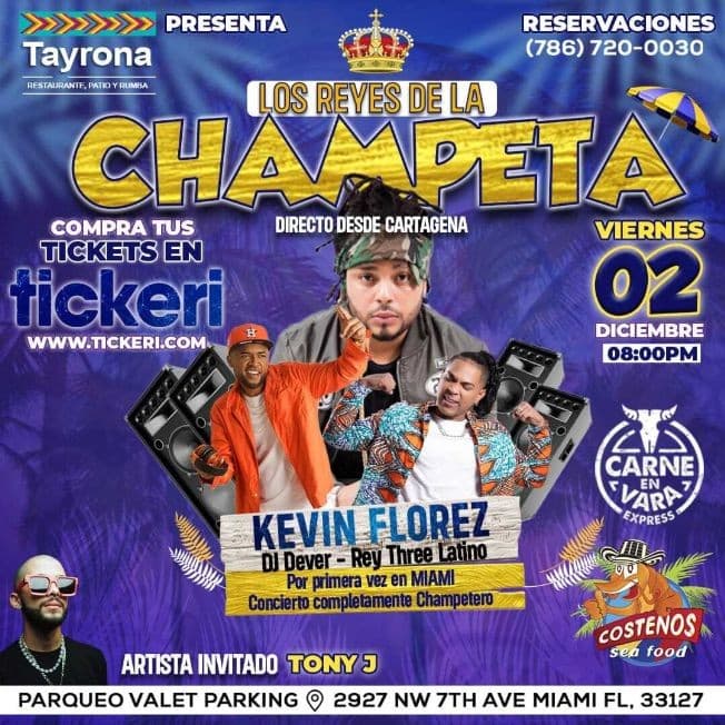 Event - KEVIN FLOREZ , DJ DEVER , REY THREE LATINO EN VIVO ! MIAMI FLORIDA - Miami, Florida - December 2, 2022 | concert tickets