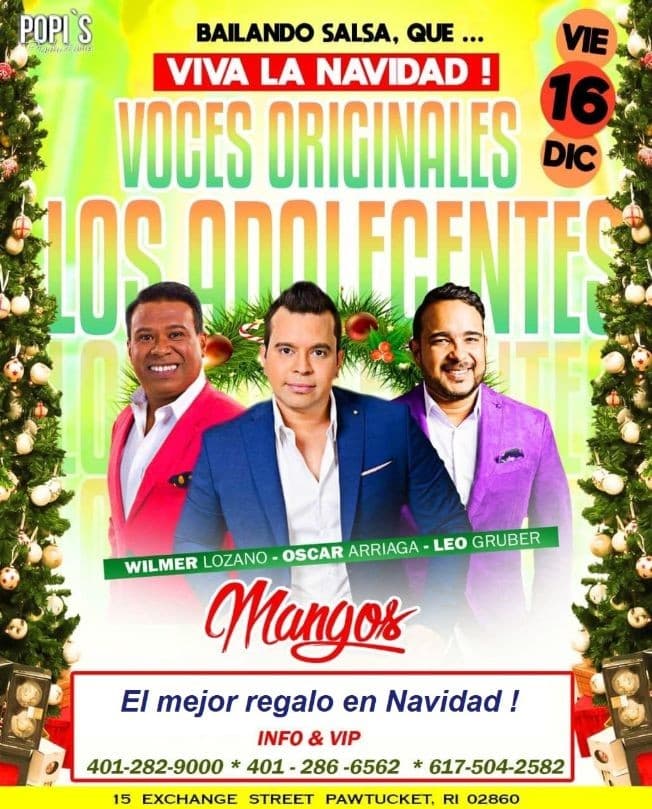 Event - Voces Originales Los Adolecentes, Dic 16 en MANGOS, Pawtucket - Pawtucket, Rhode Island - December 16, 2022 | concert tickets