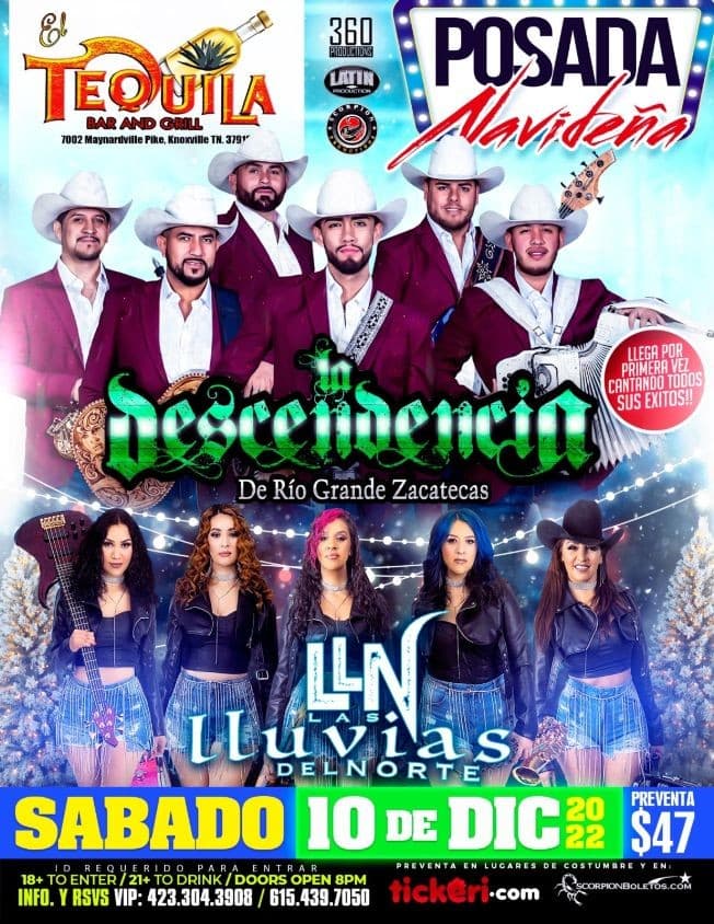 Event - LA DESCENDENCIA, LLUVIAS DEL NORTE - POSADA NAVIDENA CANCELLED - Knoxville, Tennessee - December 10, 2022 | concert tickets